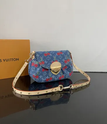 Louis Vuitton Denim Cherry Print Crossbody Bag With Gold - Tone Hardware #A52595