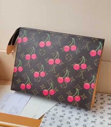 Louis Vuitton M14372 Cherry-Print Pouch - Monogram Canvas with Glossy Zipper &amp; Washable Lining #A59491