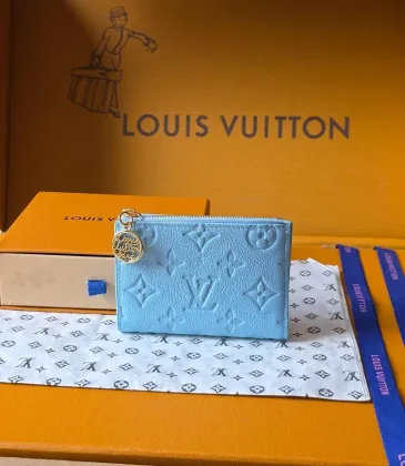 Louis Vuitton M27488 Lisa Light Blue Empreinte Leather Compact Zip Card Wallet #A66004