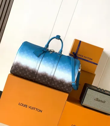 Louis Vuitton M28227 Keepall 50 Blue Gradient Monogram Canvas Bandouliere Travel Duffle Bag #A66007