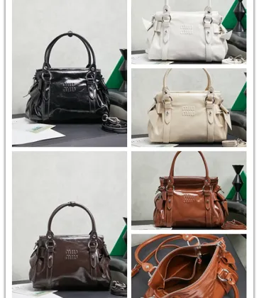 Miu Miu 5BA327 Glazed Leather Vintage Satchel Bag Removable Strap Top Handle Handbag #A65966 Miu Miu 5BA327 Glazed Leather Vintage Satchel Bag Removable Strap Top Handle Handbag #A65966