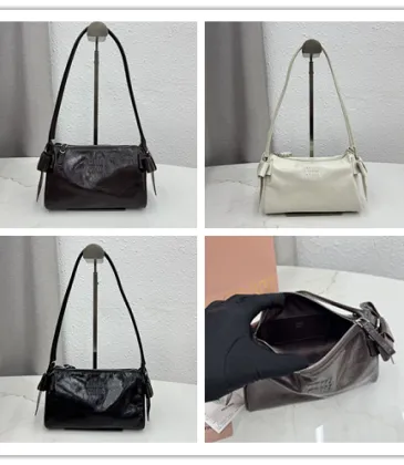 Miu Miu Ribbon Oil-Wax Leather Shoulder Bag 21×12.5×9.5cm #A65026 Miu Miu Ribbon Oil-Wax Leather Shoulder Bag 21×12.5×9.5cm #A65026