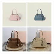 Miu Miu Vivant Suede Leather Bowling Top Handle Bag 32×19.5×11cm #A65025 Miu Miu Vivant Suede Leather Bowling Top Handle Bag 32×19.5×11cm #A65025