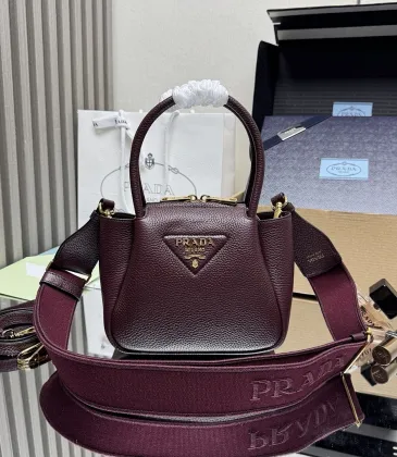 Prada 1BA362 Mini Leather Shoulder Bag - Burgundy Textured Top Version with Detachable Strap #A59502