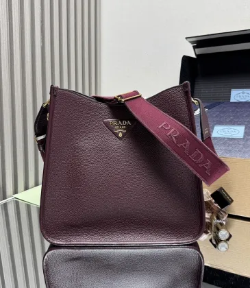 Prada 1BC073 Large Tote Bag - Burgundy Leather Crossbody Style with Adjustable Logo Strap #A59501