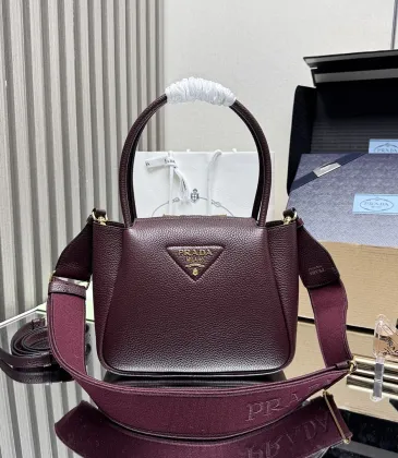 Prada 1BC145 Small Shoulder Bag - Burgundy Textured Leather Top Version with Adjustable Logo Straps #A59500