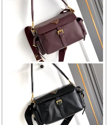 Prada Cahier Messenger Bag (2 Colors) – Burgundy/Black Leather with Gold-Tone Triangle Logo &amp; Buckle Hardware #A59179