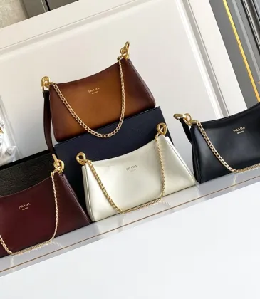 Prada Cleo Shoulder Bag (4 Colors) – Brown/Navy/Black/White Saffiano Leather with Gold-Tone Chain Strap #A59176