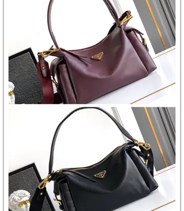 Prada Galleria Soft Shoulder Bag (2 Colors) – Burgundy/Black Leather with Gold-Tone Triangle Logo &amp; Convertible Strap #A59180