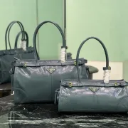 Prada Leather Handbag Collection In Rich Green With Signature Details #A51643