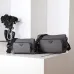 PRADA Men's Dark Gray Re-Nylon Crossbody Messenger Bag with Detachable Pouch – Iconic Triangle Logo Adjustable Strap #A58757