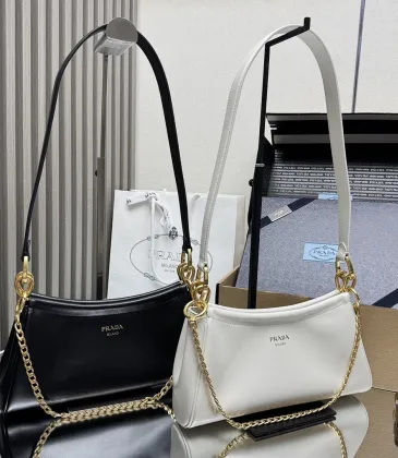 Prada 1BC261 2025 Autumn/Winter Retro Shoulder Bag - Black &amp; White Top Version with Chain Detail #A59499