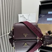 Prada 1BD314 Versatile Leather Crossbody Bag - Burgundy Top Version with Adjustable Logo Straps #A59497