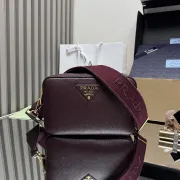 Prada BH082 Versatile Leather Tote Bag - Burgundy Top Version with Adjustable Logo Straps #A59495