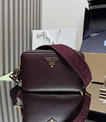 Prada BH082 Versatile Leather Tote Bag - Burgundy Top Version with Adjustable Logo Straps #A59495