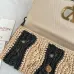 Valentino 22116 Garavani Devain Black Beige Striped Raffia Shoulder Crossbody Handbag #A65998
