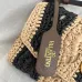 Valentino 22116 Garavani Devain Black Beige Striped Raffia Shoulder Crossbody Handbag #A65998