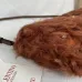 Valentino 22117 26SS Faux Fur Crystal Embellished V Logo Underarm Shoulder Handbag #A65997