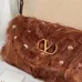 Valentino 22117 26SS Faux Fur Crystal Embellished V Logo Underarm Shoulder Handbag #A65997