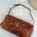Valentino 22117 26SS Faux Fur Crystal Embellished V Logo Underarm Shoulder Handbag #A65997