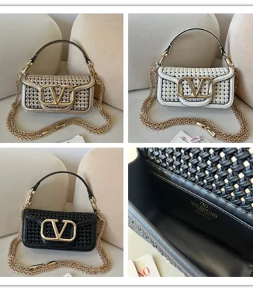 Valentino 6609 VLogo Woven Leather Shoulder Bag Detachable Chain Strap #B67274