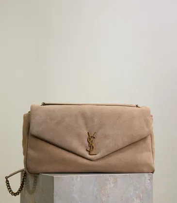 SAINT LAURENT Cassandra Envelope Clutch – Beige Suede Leather with Gold YSL Logo #A58763