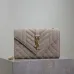 SAINT LAURENT Cassandra Envelope Crossbody Bag Set – Tan Leather-Suede &amp; Black Velvet with Gold YSL Logo (Detachable Chain Strap) #A58774