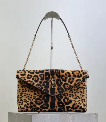 SAINT LAURENT Cassandra Envelope Shoulder Bag – Leopard-Print Calf Hair with Gold YSL Logo #A58764