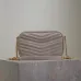 SAINT LAURENT Lou Camera Crossbody Bag – Dusty Beige Suede with Diagonal Quilt &amp; Gold YSL Logo (Chain Strap) #A58771