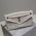 SAINT LAURENT Loulou Medium Shoulder Bag – Light Beige Suede with Chevron Quilt &amp; Gold YSL Logo (Convertible Chain Strap) #A58772