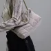SAINT LAURENT Loulou Medium Shoulder Bag – Light Beige Suede with Chevron Quilt &amp; Gold YSL Logo (Convertible Chain Strap) #A58772