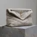 SAINT LAURENT Loulou Medium Shoulder Bag – Light Beige Suede with Chevron Quilt &amp; Gold YSL Logo (Convertible Chain Strap) #A58772
