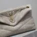 SAINT LAURENT Loulou Medium Shoulder Bag – Light Beige Suede with Chevron Quilt &amp; Gold YSL Logo (Convertible Chain Strap) #A58772