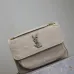 SAINT LAURENT Loulou Medium Shoulder Bag – Light Beige Suede with Chevron Quilt &amp; Tone-On-Tone YSL Logo (Convertible Chain Strap) #A58775