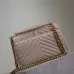 SAINT LAURENT Loulou Small Envelope Crossbody Bag – Blush Suede with Chevron Quilt &amp; Gold YSL Logo (Detachable Chain Strap) #A58780