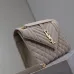 SAINT LAURENT Loulou Small Envelope Crossbody Bag – Dusty Beige Suede with Mixed-Quilt Stitching &amp; Gold YSL Logo (Detachable Chain Strap) #A58777
