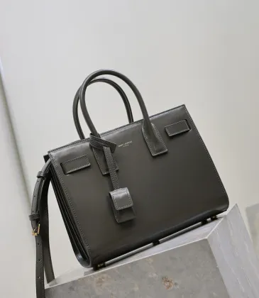 SAINT LAURENT Sac de Jour Small Tote Bag – Dark Gray Smooth Leather with Gold-Tone Hardware (Top Handles &amp; Crossbody Strap) #A58769