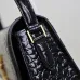 SAINT LAURENT Solferino Small Shoulder Bag – Black Croc-Embossed Patent Leather with Gold YSL Cassandre Closure  #A58759