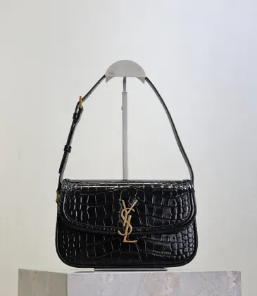 SAINT LAURENT Solferino Small Shoulder Bag – Black Croc-Embossed Patent Leather with Gold YSL Cassandre Closure  #A58759