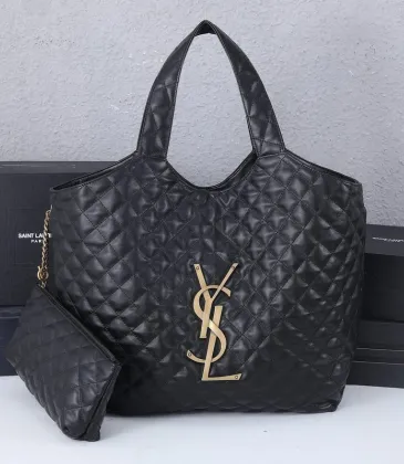 Yves Saint Laurent Black Quilted Leather Tote Bag With Gold Logo And Matching Pouch #A50844 Yves Saint Laurent Black Quilted Leather Tote Bag With Gold Logo And Matching Pouch #A50844