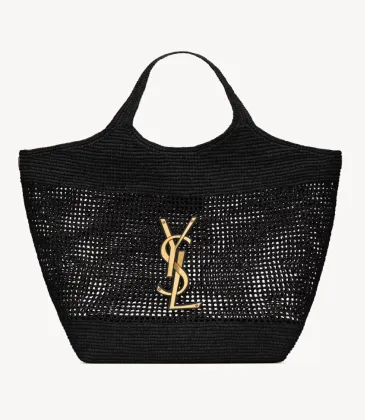 Saint Laurent YSL ICARE in raffia in Black #A65734 Saint Laurent YSL ICARE in raffia in Black #A65734