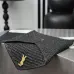 YSL 769307 LE Envelope Black Woven Textile Clutch Evening Handbag #A65996