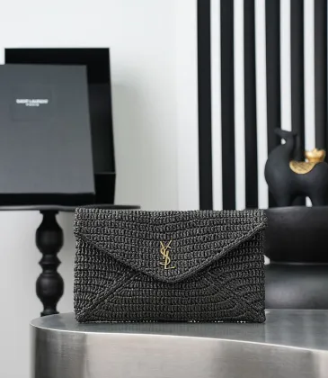 YSL 769307 LE Envelope Black Woven Textile Clutch Evening Handbag #A65996 YSL 769307 LE Envelope Black Woven Textile Clutch Evening Handbag #A65996