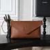 YSL 841702 LE Envelope Brown Lambskin Chain Shoulder Crossbody Clutch Handbag #A65993