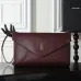 YSL 841702 LE Envelope Burgundy Lambskin Chain Shoulder Crossbody Evening Clutch Handbag #A65994