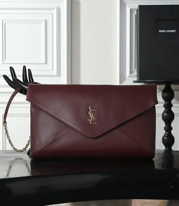 YSL 841702 LE Envelope Burgundy Lambskin Chain Shoulder Crossbody Evening Clutch Handbag #A65994 YSL 841702 LE Envelope Burgundy Lambskin Chain Shoulder Crossbody Evening Clutch Handbag #A65994