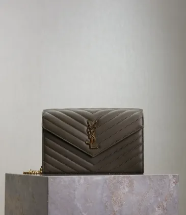 YSL Quilted Envelope Bag With Gold Chain Strap And Iconic Logo In Olive Green #A50333 YSL Quilted Envelope Bag With Gold Chain Strap And Iconic Logo In Olive Green #A50333