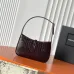YSL Cléo 5 à 7 Glossy Croc Embossed Leather Underarm Bag Gold Logo Handbag #A65969