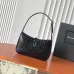 YSL Cléo 5 à 7 Glossy Croc Embossed Leather Underarm Bag Gold Logo Handbag #A65969