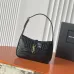 YSL Cléo 5 à 7 Glossy Croc Embossed Leather Underarm Bag Gold Logo Handbag #A65969